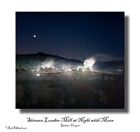 lumber mill at night with moon
